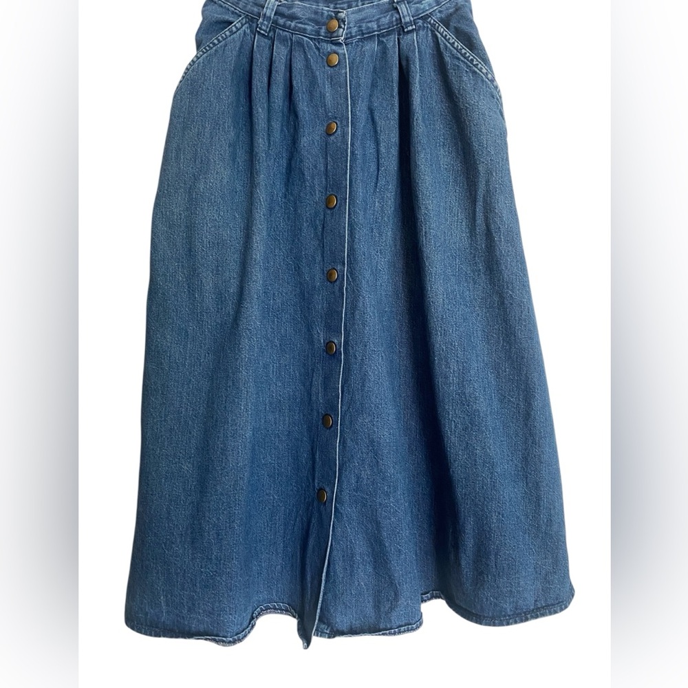 Vintage Carlyle Prairie Western CottageCore Denim Midi Skirt / 8 / Cotton